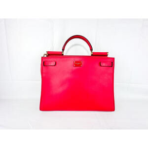 Dolce & Gabbana Sicily 62 Red Leather Top Handle Bag NWT